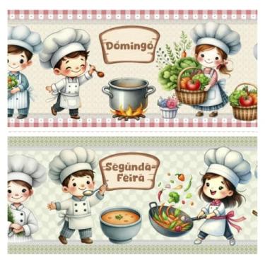 Imagem de Tecido Tricoline Digital Barrado Semaninha do Chef 100% Algodão