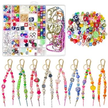 Imagem de Horsdo Kit de chaveiro com miçangas | Ótimo para um presente de meninas, festa ou atividade familiar | Kit de fabricação de joias com miçangas para chaveiro faça você mesmo