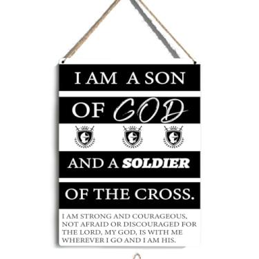 Imagem de VYXVYX Placa de parede para quarto de menino, decoração de parede, I Am a Son of God, quarto de menino cristão, quarto de adolescente, sala de jogos, escritura, decoração de madeira para berçário