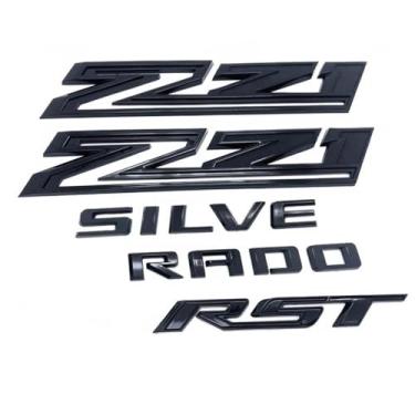 Imagem de Kit 4 peças Emblemas Emblemas 3D Letras Logotipo Fender Porta Traseira Placa de Identificação Substituição para 2019-2025 RST Z71 86539786 (Preto Brilhante)