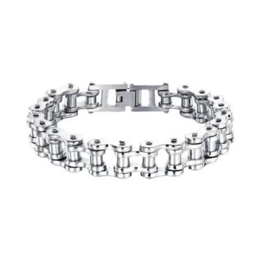 Imagem de Pulseira Masculina Punk Rock De Aço Inoxidável 316L Com Corrente De Mo