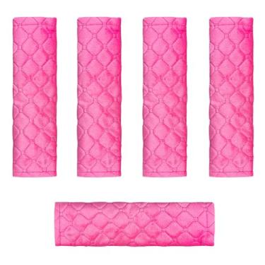 Imagem de Tuxihapp Capa de cinto de segurança de carro 5 peças, almofada macia e confortável para pescoço e alça de ombro, protetor de cinto de segurança interior de veículo universal acessórios de almofada