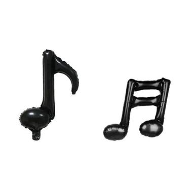 Imagem de Balões Pretos Com Notas Musicais 10pcs Tema De Festa De Aniversário De