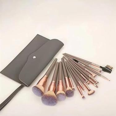 Imagem de Conjunto de pincéis de maquiagem profissional de 15 peças com bolsa – Kit de pincéis cosméticos de base, blush, sombra e sobrancelha para maquiagem diária e presentes