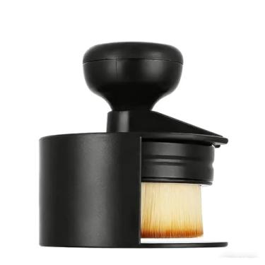 Imagem de Pincel retrátil de base com cerdas sintéticas densas para aplicação suave de líquido e pó amarelo