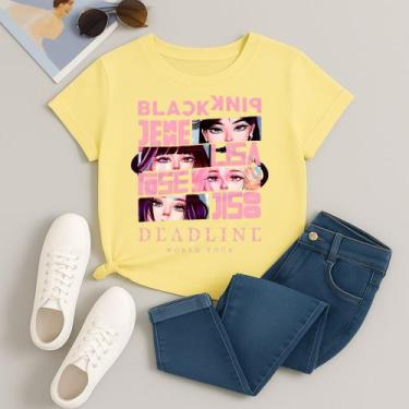 Imagem de Camiseta 100% Algodão Estampada Blackpink Quadrinhos 613 Look Estiloso
