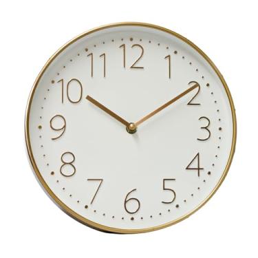 Imagem de Relógio de Parede Redondo 25cm Dourado Rose Pink Gold Silencioso Design Moderno Minimalista Vidro Alumínio Para Sala Quarto Escritório Decorativo