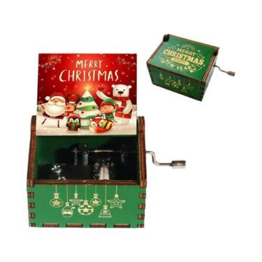 Imagem de Caixa De Música De Madeira Com Manivela, Papai Noel Congelado, Present