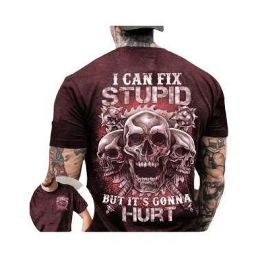 Imagem de Camiseta Masculina De Verão Com Estampa De Caveira, Gola Redonda, Conf