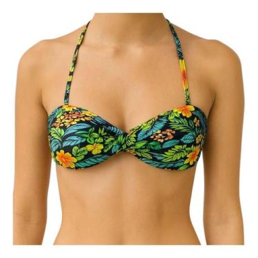 Imagem de Top De Biquíni sem alça Torcido Estampado Moda Praia - Corpo Dourado M