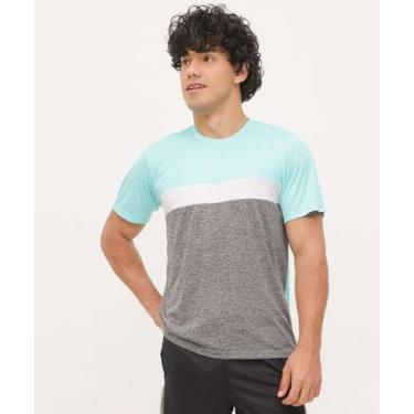 Imagem de Camiseta Masculina Fitness Recorte Manga Curta MR-41046, Azul, Cinza, 