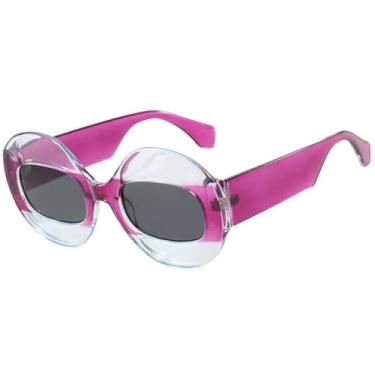 Imagem de Óculos de Sol Feminino Oval Oversized com Proteção UV400 para Esportes ao Ar Livre, Corrida e Ciclismo, Roxo e Cinza