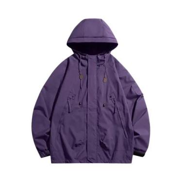 Imagem de Jaqueta Masculina Impermeável Com Capuz, Corta-Vento, Zíper, Cargo, Pr