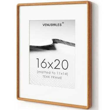 Imagem de Venusmiles Moldura para fotos de 40,6 x 50,8 cm, moldura de madeira teca natural com vidro temperado, moldura de canto arredondado feita à mão, moldura de 40,6 x 50,8 cm, fosca para foto de 28 x 35,5