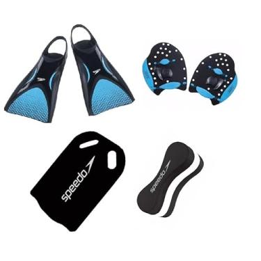 Imagem de Kit Natação Speedo Nadadeira Power Fin + Palmar Power Paddles + Prancha e Flutuador Swim Pé de Pato (Nadadeira M 37/39 BR- Palmar P)