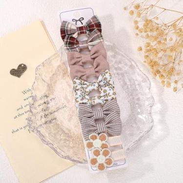 Imagem de 10 peças de grampos de cabelo pequenos para bebês meninas 3,6 cm - 5,6 cm mini conjunto de presilhas antiderrapantes totalmente forradas artesanais laço flor acessórios de cabelo para recém-nascidos e