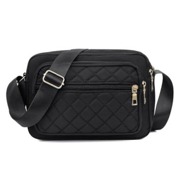 Imagem de Bolsa tiracolo de nylon, leve, elegante, com vários bolsos, multifuncional, grande capacidade, Preto