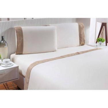 Imagem de 2 Fronhas 50x90 100% Algodão 200 Fios Barrado Jacquard Cáqui