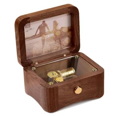 Imagem de SOFTALK Caixas musicais quadradas vintage com capa de fotos personalizáveis para presentes de Natal, aniversário e dia dos namorados (21 notas fotos premium madeira de nogueira, sintonia: Castelo no