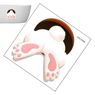 Imagem de Decalques de parede de animais | Pôster adesivo de coelho - 30 x 30 cm design de bumbum decalques autoadesivos para tampa de vaso sanitário | Para banheiro, berçário, cozinha, apartamento