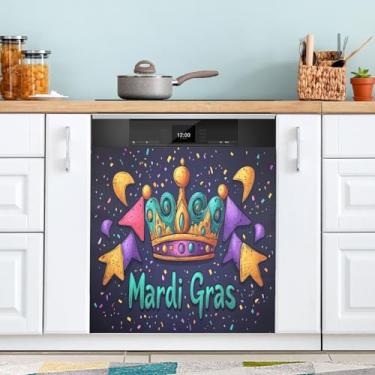 Imagem de ATTX Capa de ímã de lava-louças coroa de carnaval | Adesivo decorativo de eletrodomésticos de 58,4 cm x 66 cm para armários domésticos e eletrodomésticos (157)