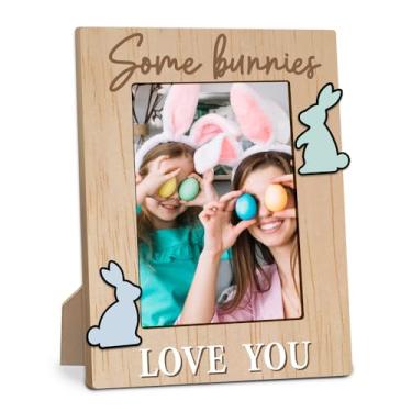 Imagem de Moldura de Feliz Páscoa, Alguns Coelhos Adoram Você, Molduras de Mesa com 2 Velcros Decoração de Coelhinho - 10 x 15 cm, Presente de Dia de Páscoa para Amigos, Adultos e Crianças, Decoração de