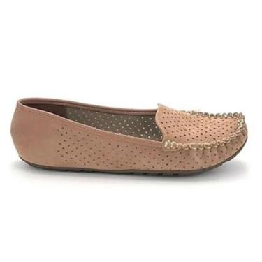 Imagem de Mocassim Feminino Camurça Vazado Vizzano 1187303 Nude-Feminino