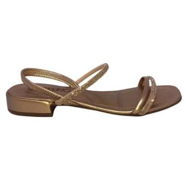 Imagem de Sandália Via Uno Salto Baixo Rose Nude E Metal - 41196-Feminino