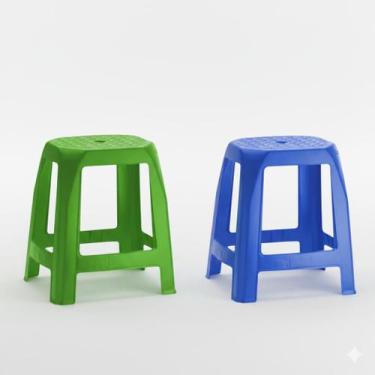 Imagem de kit banco, banquinho, banqueta, com 2 unidades - Cdi Plastic, azul e v