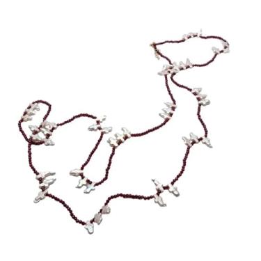 Imagem de SQGGMOAUSC 3 mm Granada 9 x 15 mm Cultivada Pérola Branca Forma Crucifixo Colar Estação Longa Joias Pedra Preciosa