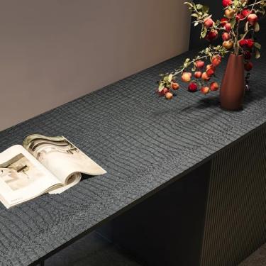 Imagem de Zeeko Papel de parede preto descascar e colar 59,9 cm x 304,8 cm Papel de parede removível de crocodilo em relevo papel de parede texturizado para armário quarto banheiro