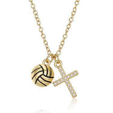 Imagem de JKEIO Colar feminino de futebol, voleibol, softball, basquete, joia inspiradora, presente para amantes de times e treinadores esportivos, pingente, aniversário, dia dos namorados, Adjustable (17+2