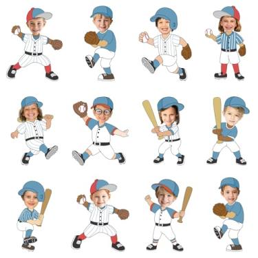 Imagem de 60 peças recortes de jogador de beisebol, tema de beisebol, quadros de avisos, decorações de papel esportivo, recortes de papel, decoração de sala de aula para meninos e meninas, sala de aula, faça
