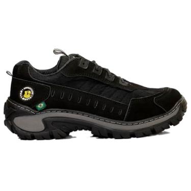 Imagem de Tênis Adventure Couro Escalada Boots Masculino para Trilha, Preto, Sola Antiderrapante (BR, Adulto, Numérico, 42)