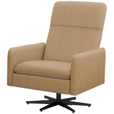Imagem de Poltrona Decorativa Giratória Retrátil Reclinável Lutor L06 Couro Marrom Claro - Lyam Decor