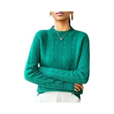 Imagem de Suéter Feminino De Lã Para Outono E Inverno, Gola Redonda, Manga Longa