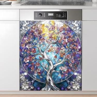 Imagem de AOHMPT Capa do adesivo do ímã da máquina de lavar louça: Decalque de painel de Natal decorativo para decoração de cozinha, 58 cm x 66 cm decoração de painel de adesivos de decoração de