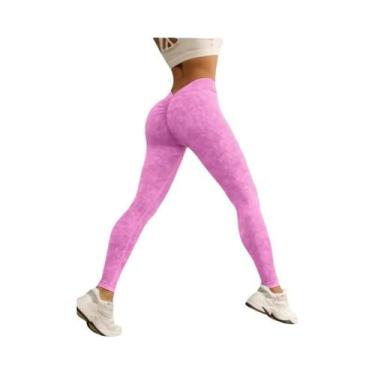 Imagem de Leggings Esportivas Sem Costura De Cintura Alta Para Mulheres, Com Des