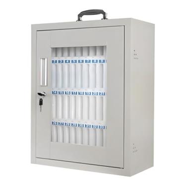 Imagem de Cofre para celular portátil montado na parede com trava - 48 compartimentos para escritórios, salas de aula e empresas - Solução de armazenamento de celular translúcida