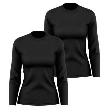 Imagem de Kit 2 Camisetas Manga Longa Segunda Pele Feminina Lisa Dry Academia Fit-Feminino
