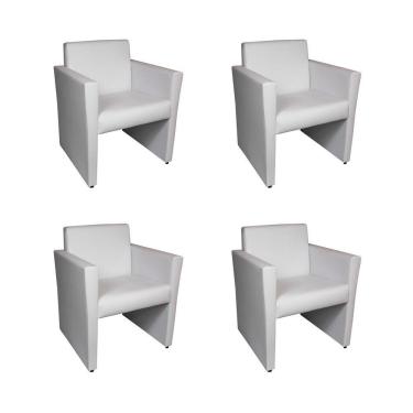 Imagem de Kit 4 Poltronas Nina Slim 1 Lugar Pé Fechado - Branco - Cor: Branco