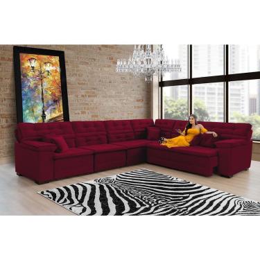 Imagem de Sofá Magno 3.97x2.57m De Canto, Retrátil E Reclinável - Vinho