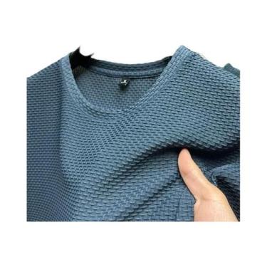 Imagem de Camiseta Masculina De Verão Em Seda Gelada De Alta Qualidade, Manga Cu