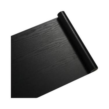 Imagem de Papel De Parede PVC Com Textura De Madeira Preta De 45cm, Adesivos Imp