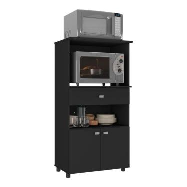 Imagem de Balcão Multimóveis Multiuso Forno E Microondas Branco Ref. 4060g 2 Portas E 1 Gaveta - Preto Preto