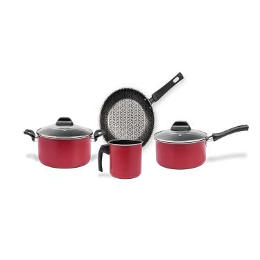 Imagem de Jogo de Panelas 4 Peças Brinox Anis Antiaderente Pro-Flon Borgonha