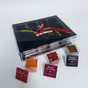 Imagem de Porta tempero Personalizado com seu nome + 12 tipos de Pimentas inclus