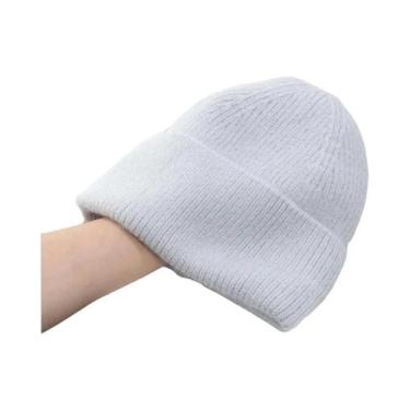 Imagem de Chapéu Feminino de Malha com Pele de Coelho - Quentinho para o Inverno