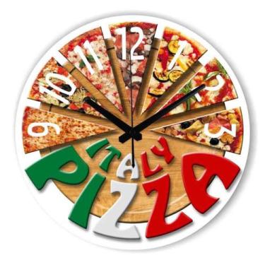 Imagem de Relógio de parede Anime Pizza Pattern Silent Non Ticking 29,5 cm - Yiw