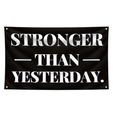 Imagem de Bandera de gimnasio divertida Más fuerte que ayer - Banner motivaciona